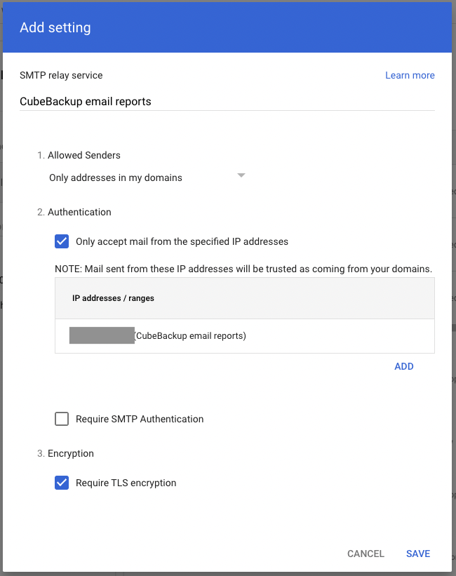 add an SMTP relay rule