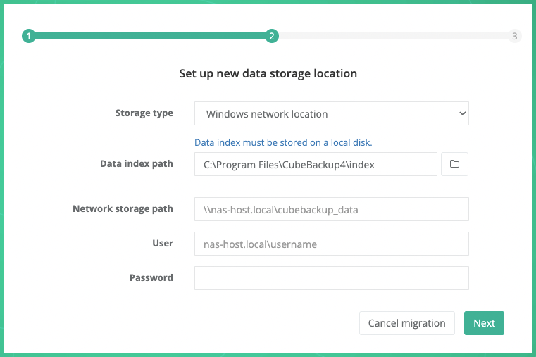 Migrate to NAS on Windows