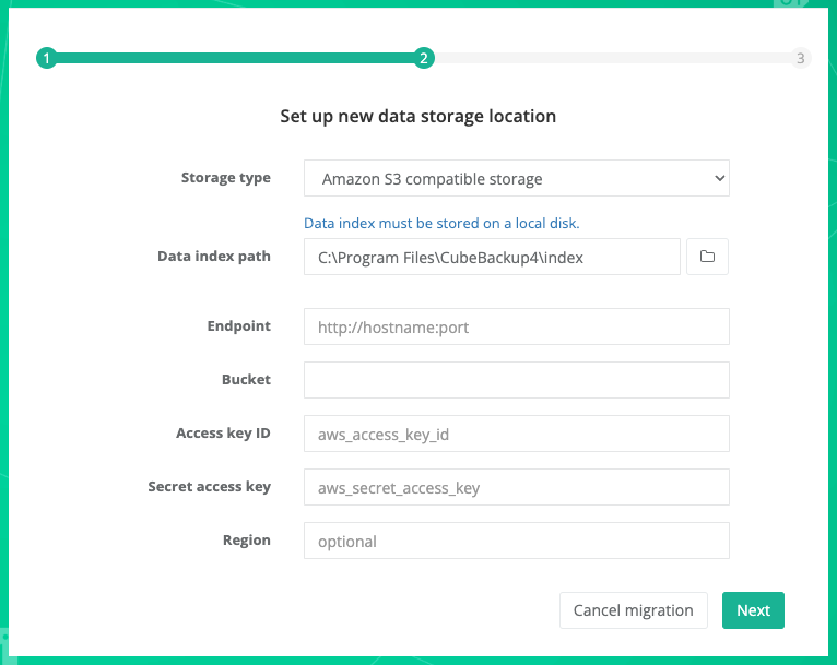 Migrate to S3 compatible storage