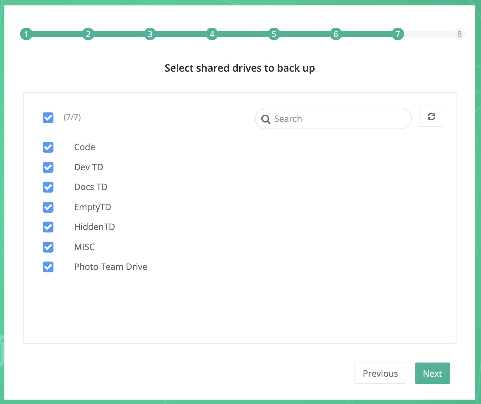 shared drives selection