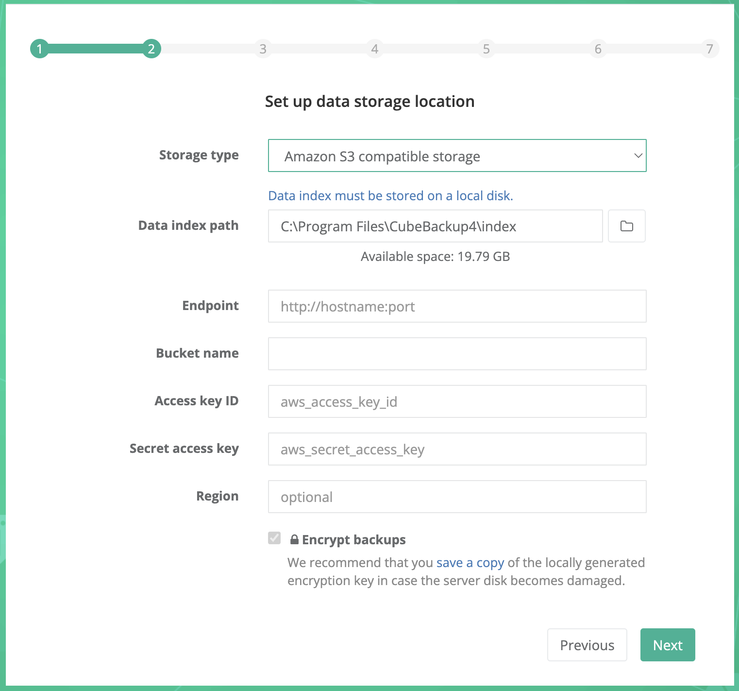 configure S3 compatible storage