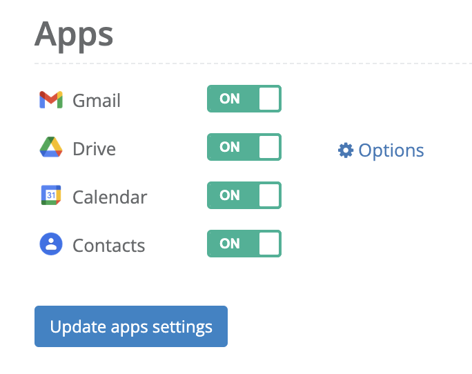 Backup Google Workspace apps